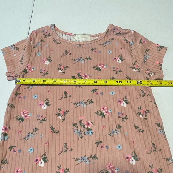 Btween Floral Pink Short Sleeve Ribbed Girls Shirt, Size 10 - Picture 7 of 8